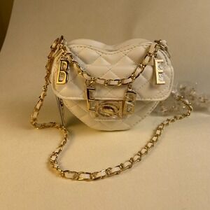 bebe Solana Quilted Heart Crossbody White NWT Flaw See Photos